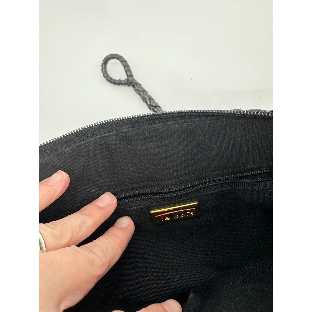 Talbots Crossbody Bag Women Small Black Good Woven Leather Vintage Aesthetic - Picture 3 of 12